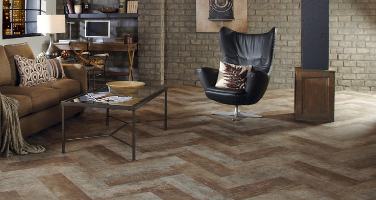 living room with vinyl flooring