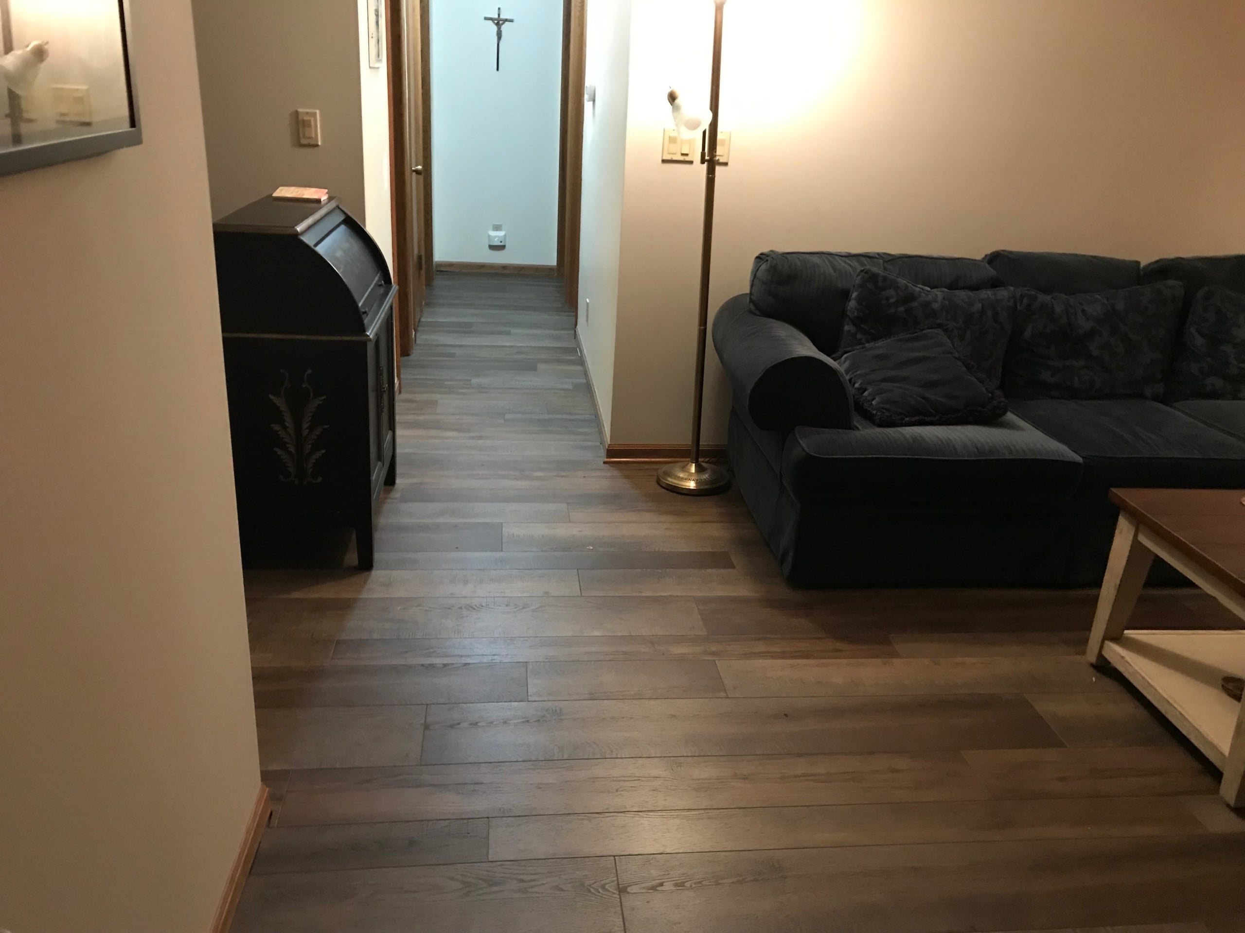 living room with luxury vinyl planks