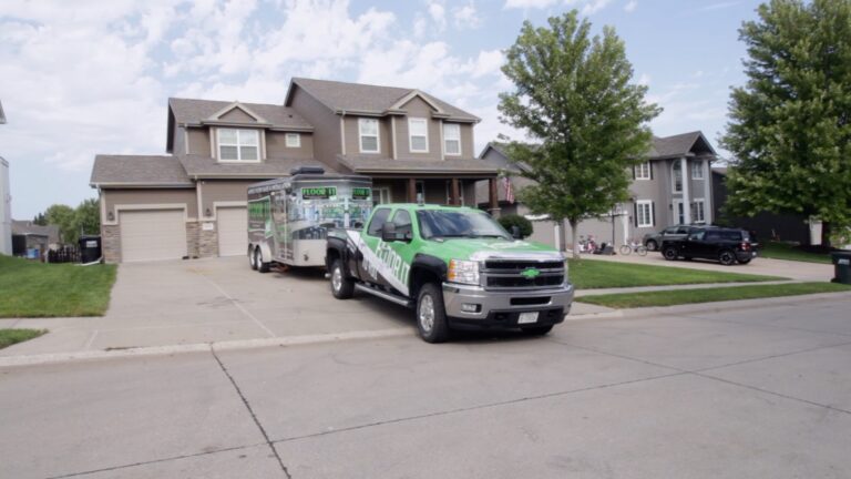 Shon backing the Mobile Showroom into the customers driveway